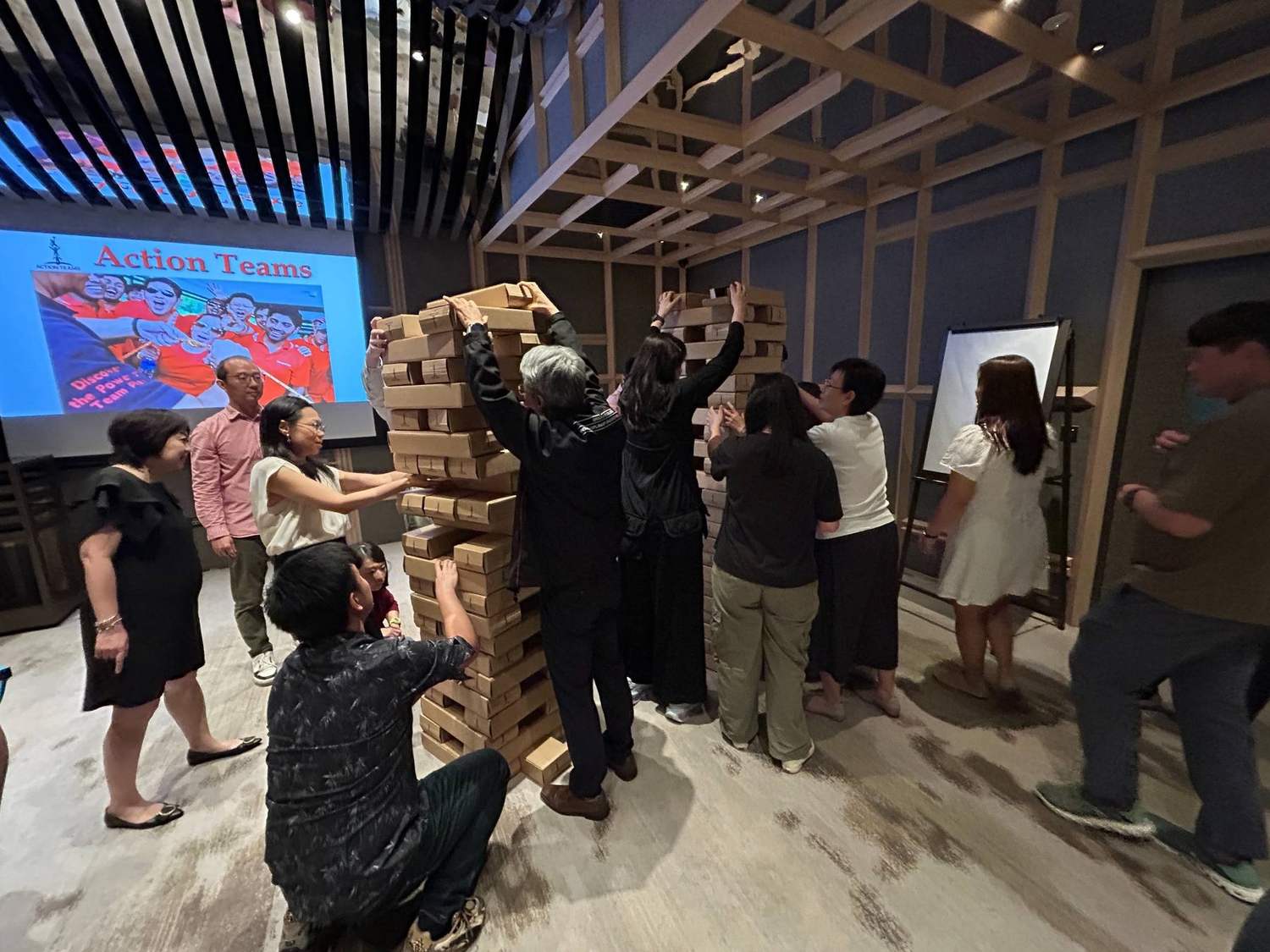 Jenga XXL in-person team building activity